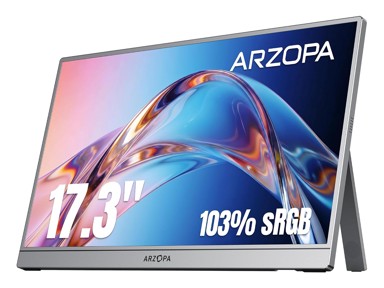 ARZOPA Prijenosni monitor Z1C Plus, 17.3", 1920 x 1080, sivi